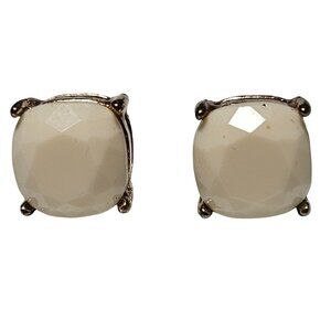 Retro Faceted White Square Stud Fashion Earrings  50s 60s Fashion Jewelry Women
